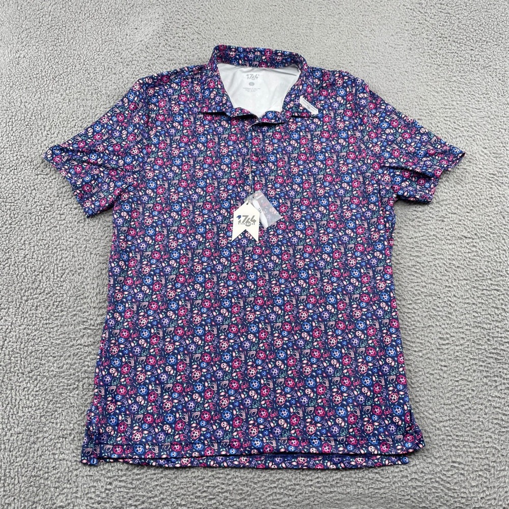 1764 Signature Polo Mens XL Indigo Dead Rainbow Sugar Skull SV15424 Golf Shirt